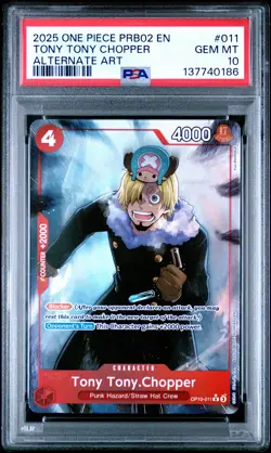 2025 ONE PIECE PRB02 ALTERNATE ART #011 TONY TONY CHOPPER PSA 10 - Image 1