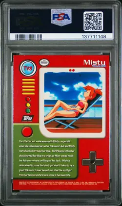 1999 TOPPS POKEMON SERIES 1 CHARACTER CARDS FOIL #TV3 MISTY PSA 6 - Image 2