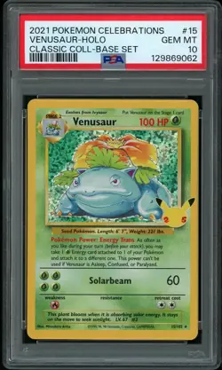PSA 10 GEM MINT Venusaur 15 Celebrations Classic Collection Pokemon Card - Image 1