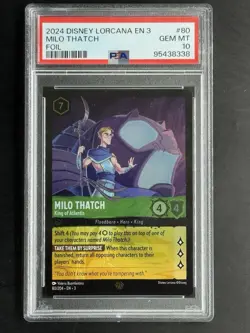 2024 Disney Lorcana EN 3 Card #80 Milo Thatch King of Atlantis Foil PSA 10 - Image 1