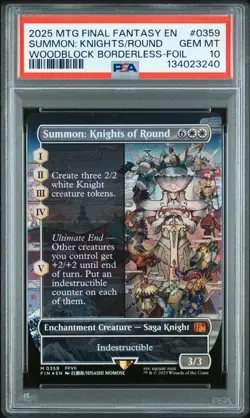 MTG Final Fantasy Summon Knights of Round #0359 Woodblock Borderless Foil PSA 10 - Image 1