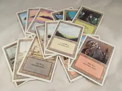 MAGIC THE GATHERING, MTG REVISED COMPLETE SET OF 15 BASIC LANDS - Image 1