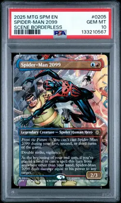 2025 MTG MARVEL'S SPIDER-MAN SCENE BORDERLESS #0205 SPIDER-MAN 2099 PSA 10 - Image 1