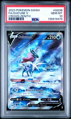 2023 POKEMON SWORD & SHIELD CROWN ZENITH #GG38 FULL ART/SUICUNE V PSA 10 - Image 1