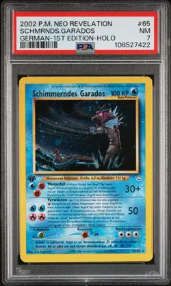 2002 POKEMON GERMAN NEO REVELATION 1ST ED #65 SCHIMMERNDES GARADOS-HOLO PSA 7 - Image 1