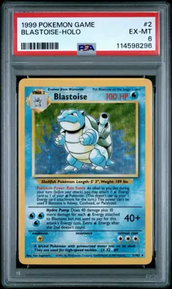 PSA 6 Blastoise 2/102 HOLO Pokemon Base Set Card WOTC Rare Holo Pokemon EX-MT - Image 1