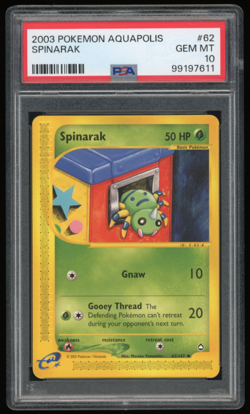 2003 POKEMON AQUAPOLIS 62/147 SPINARAK PSA 10 *** POP 21 *** - Image 1