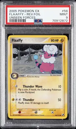 2005 POKEMON EX UNSEEN FORCES #56 FLAAFFY-REVERSE FOIL PSA 9 - Image 1