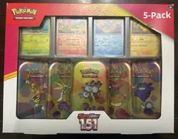Pokemon Scarlet & Violet 151 Mini Tin 5-Pack Booster Promo Exclusive Box - Image 1
