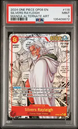 2024 ONE PIECE OP08-TWO LEGENDS MANGA ALTERNATE ART #118 SILVERS RAYLEIGH PSA 9 - Image 1