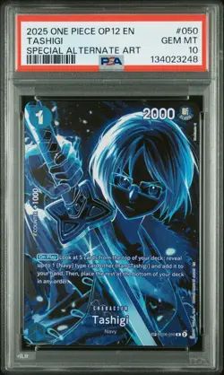 ONE PIECE OP12 LEGACY OF THE MASTER #050 SP SPECIAL ALTERNATE ART TASHIGI PSA 10 - Image 1
