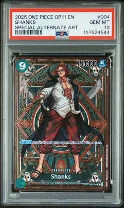 2025 ONE PIECE OP11-A FIST OF DIVINE SPEED SPECIAL ALTERNATE ART SHANKS PSA 10 - Image 1