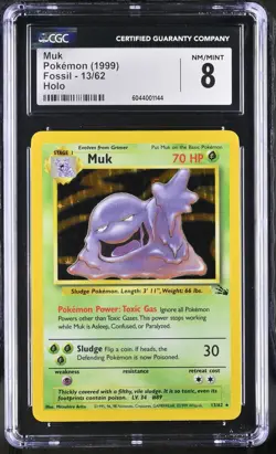 CGC 8 Muk 1999 Fossil 13/62 Holo Pokemon Card - Image 1