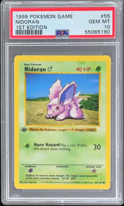 PSA 10 Nidoran 1st Edition Shadowless Base Set English Pokemon Card #55 Gem Mint - Image 1