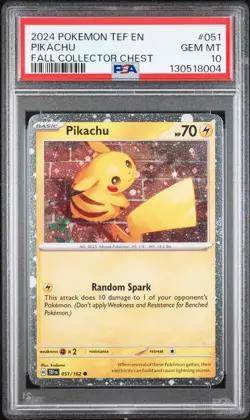 2024 POKEMON TEF EN-TEMPORAL FORCES FALL COLLECTOR CHEST #051 PIKACHU PSA 10 - Image 1