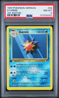1999 POKEMON GERMAN 1ST EDITION #64 STARMIE PSA 8 - Image 1