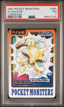 1997 POCKET MONSTERS CARDDASS #065 ALAKAZAM PSA 7 - Image 1