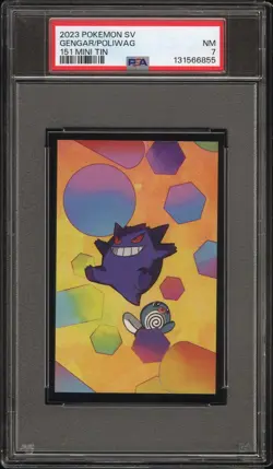 2023 POKEMON SCARLET & VIOLET 151 MINI TIN GENGAR/POLIWAG PSA 7 - Image 1