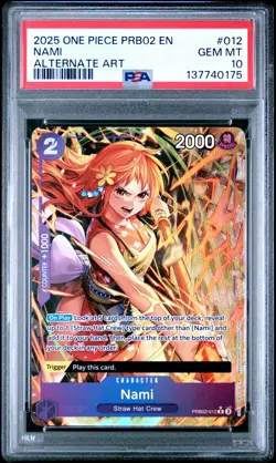 2025 ONE PIECE PRB02-VOL.2 ALTERNATE ART NAMI PSA 10 - Image 1