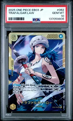 2025 ONE PIECE JAPANESE EB03 #062 TRAFALGAR LAW PSA 10 - Image 1