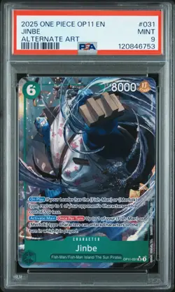 2025 One Piece A Fist of Divine Speed - Jinbe - OP11-031 Alt Art PSA 9 (Aug 25) - Image 1