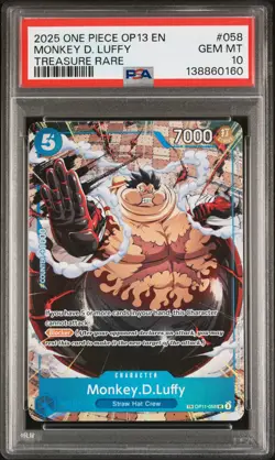2025 ONE PIECE OP13-CARRYING ON HIS WILL TREASURE RARE MONKEY D. LUFFY PSA 10 - Image 1