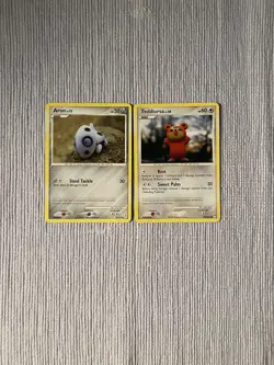 Pokemon TCG Teddiursa And Aron Mysterious Treasures Yuka Morii Clay Art Cards LP - Image 1