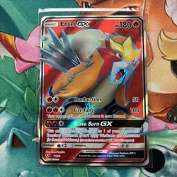 Pokemon Entei GX TCG Full Art Holo Card Shining Legends 71/73 Ultra Rare NM/M - Image 1