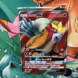 Pokemon Entei GX TCG Full Art Holo Card Shining Legends 71/73 Ultra Rare NM/M - Image 3