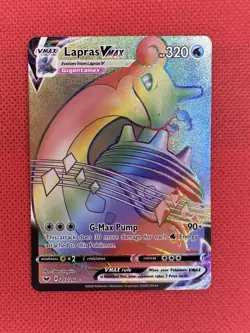 Pokemon TCG Lapras VMAX Holo Secret Rare Card Sword & Shield Base Set 203/202 - Image 1