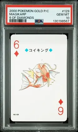 2000 POKEMON GOLD VERSION PLAYING CARDS #129 MAGIKARP 6 OF DIAMONDS PSA10 - Image 1