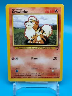 Growlithe - Base Set 2 42/130 - Vintage Pokemon Card Lightly Played 2000 TCG - Image 1