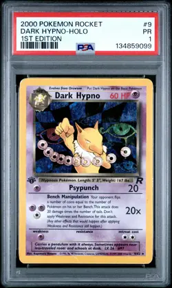 2000 POKEMON ROCKET 1ST ED #9 DARK HYPNO-HOLO PSA 1 - Image 1