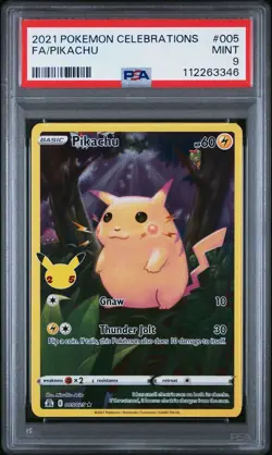 Pikachu # 005/025 Full Art | Pokemon TCG - 2021 Celebrations | PSA 9 MINT - Image 1