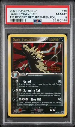 PSA 8 Dark Tyranitar 19/109 Reverse Holo Pokemon TCG EX Team Rocket Returns - Image 1