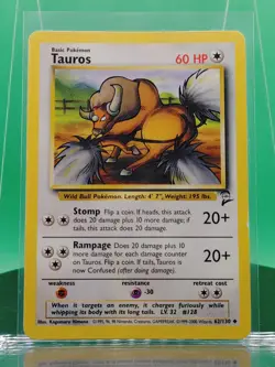 Tauros 62/130 Base Set 2 Set Uncommon 2000 English Pokemon TCG WoTC - Image 1