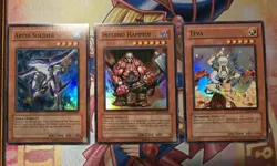 Yu-Gi-Oh CMC 2004 Set: Abyss Soldier EN001 + Inferno Hammer + Teva NM/LP Promos - Image 1