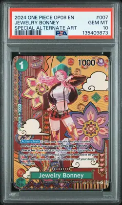 2024 ONE PIECE OP08-TWO LEGENDS SPECIAL ALTERNATE ART #007 JEWELRY BONNEY PSA 10 - Image 1