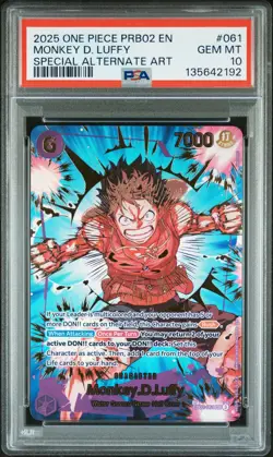 2025 ONE PIECE PREMIUM BOOSTER SPECIAL ALTERNATE ART #061 MONKEY D. LUFFY PSA 10 - Image 1