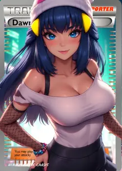 Dawn Waifu Trainer Card | Pokemon Full Art Custom DIY Ecchi Sexy Anime Holo SAR - Image 1