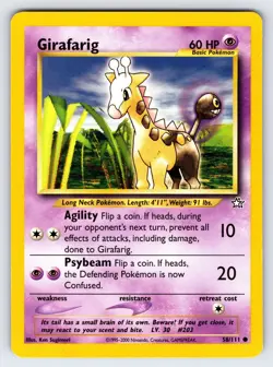 Girafarig 58/111 2000 Neo Genesis Pokemon Card TCG Vintage WOTC Nintendo Nm/Vlp - Image 1