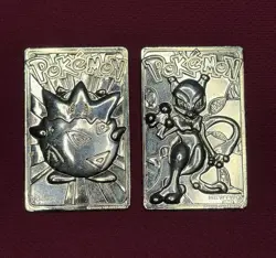1999 Burger King Pokemon Trading Cards 23k Gold Plated Togepi & Mewtwo - Image 2