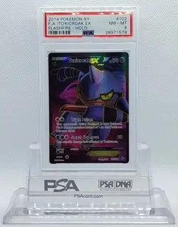 POKEMON FLASHFIRE TOXICROAK EX #102 FULL ART HOLO FOIL CARD PSA 8 NM-MT #* - Image 1