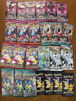 25 Pokemon TCG Cards Booster Pack Lot SEALED Korean Japanese English Packs - Image 1