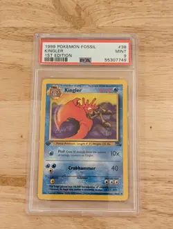 PSA 9 1st Edition Kingler Fossil 38/62 1999 Pokemon - Image 1