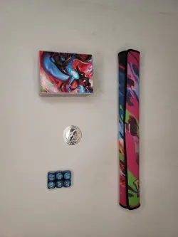 Pokemon Mega Charizard X ec UPC Playmat, Deckbox, Coin, & Damage Counters - Image 2