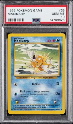 1999 POKEMON BASE SET UNLIMITED #35 MAGIKARP PSA 10 - Image 1