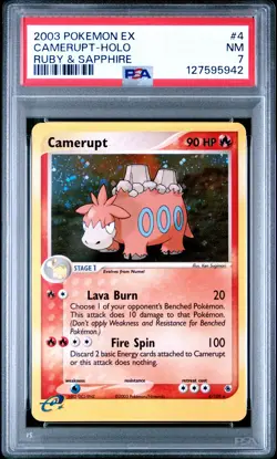 2003 POKEMON EX RUBY & SAPPHIRE #4 CAMERUPT-HOLO PSA 7 - Image 1