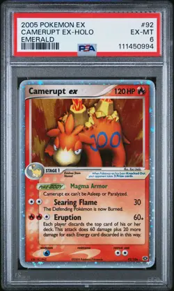 2005 POKEMON EX EMERALD #92 CAMERUPT EX-HOLO PSA 6 - Image 1