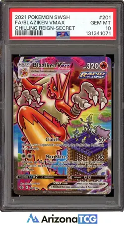 Pokemon 2021 Blaziken VMAX 201/198 Alt Art Chilling Reign GEM MINT PSA 10 - Image 1